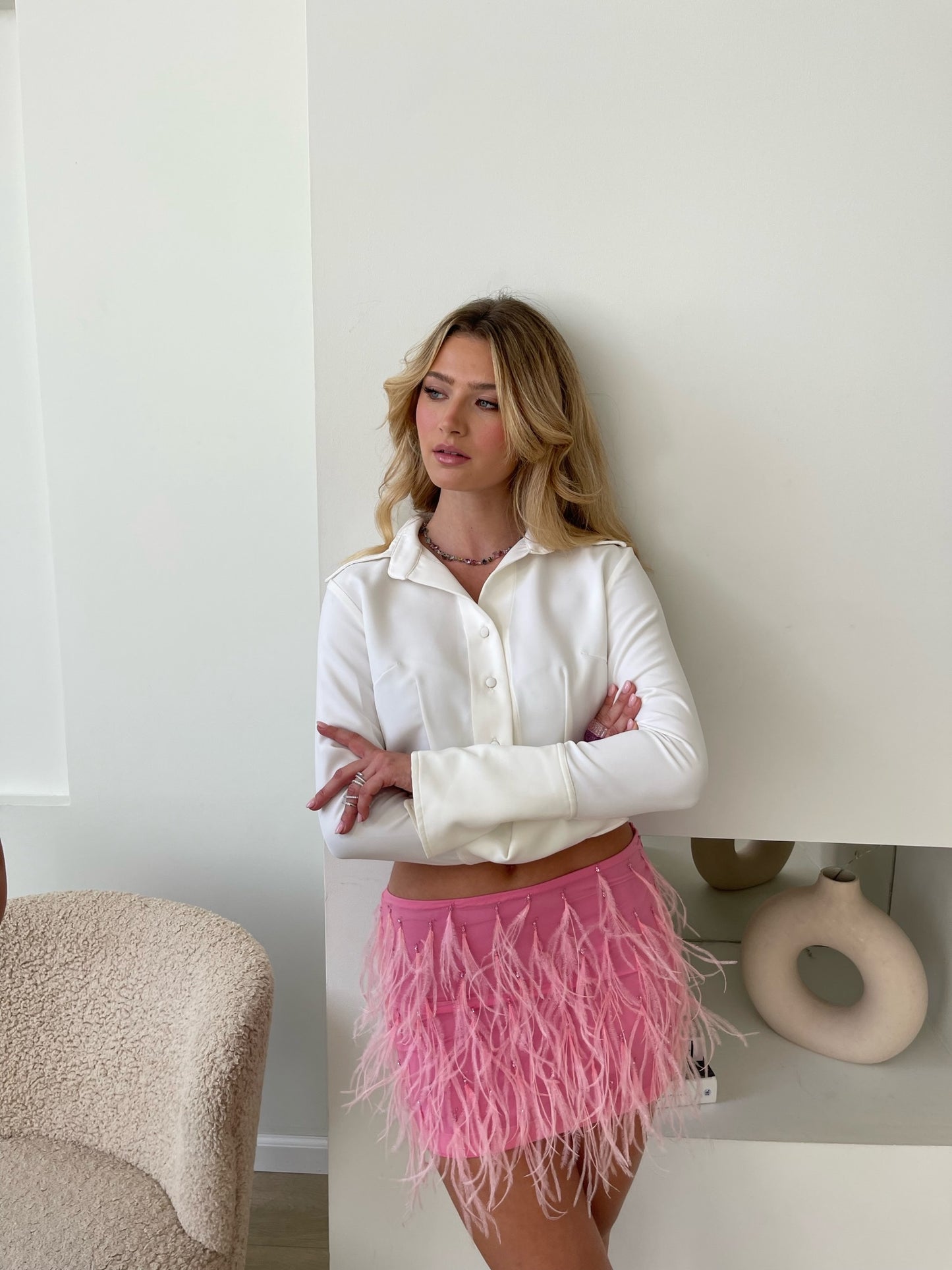 Crystals flamingo mini skirt -For Rent